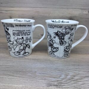 Walt Disney Mickey and Minnie Mouse 90 Years Sketchbook Ceramic Mug White